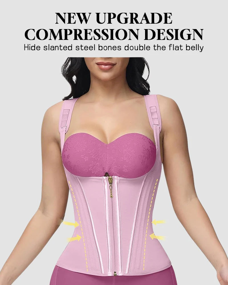 ShapeShasy®-Double Waistband Corset Vest Waist Trainer